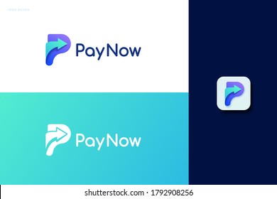 Pay now logo set with single arrow design, concept of e-commerce, fast online payment and crypto wallet