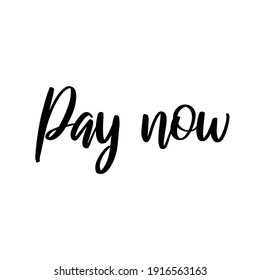 Pay now. Vector phrase for social media, blogging, web. Calligraphic lettering.
