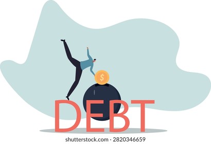 Pay off debt, financial obligation, responsibility to pay debtor, money decision, human life and situation.vector illustration.
