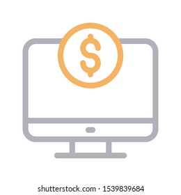 pay online dollar vector color line icon
