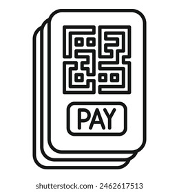Pay online qr code icon outline vector. Online mobile app. Payment coding