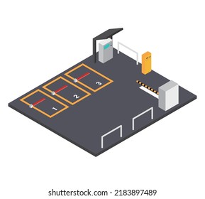 Pay parking lots.Isometric vector illustrations.