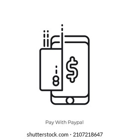 Icono de Pago con Paypal. Diseño de icono de estilo de esquema aislado en fondo blanco