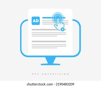 Pay per Click advertising concept strategy icon. PPC - method of charging for online internet context advertising, online banner pay per click advertising