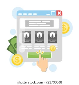 Pay per click advertising concept illustration on white.