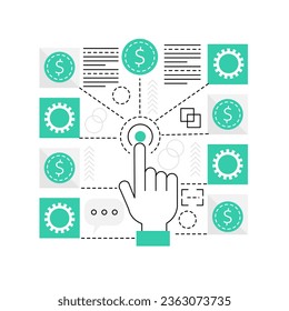 Pay per click advertising. Digital marketing strategy, online payments vector illustration