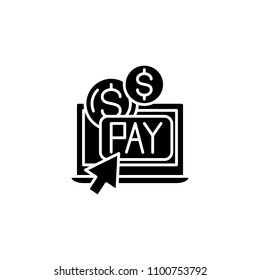 Pay per click black icon concept. Pay per click flat  vector symbol, sign, illustration.