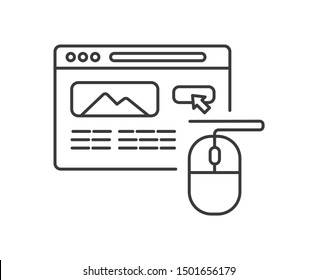 Pay per click black line icon. Advertising campaign vector pictogram. Button for web page, mobile app, promo. UI/UX/GUI design element. Editable stroke.