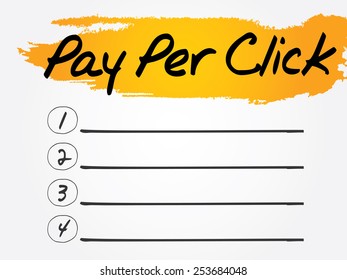 Pay Per Click Blank List, vector concept background