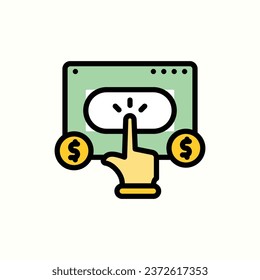 pay per click color icon, isolated icon in light background, perfect for website, blog, logo, graphic design, social media, UI, mobile app
