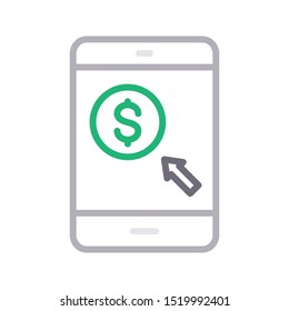 pay per click colour line vector icon