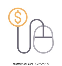 pay per click colour line vector icon