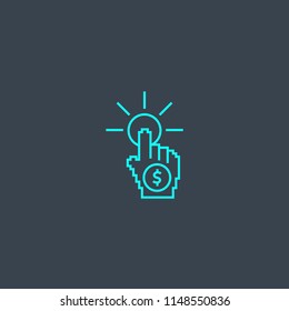 pay per click concept blue line icon. Simple thin element on dark background. pay per click concept outline symbol design from Online Business set. Can be used for web and mobile UI/UX