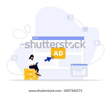 Pay Per Click concept illustration. Suitable for landing page, ui, web, App intro card, editorial, flyer, and banner.