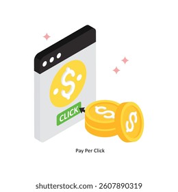Pay Per Click Concept isometric Style Illustrations. Eps 10 File