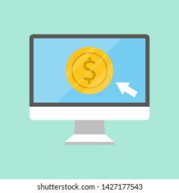 Pay per click concept, online banking, money transfer. Flat design, vector illustration.