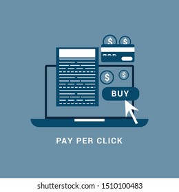 Pay per click concept. Vector flat cartoon illustration