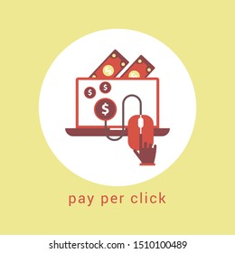 Pay per click concept. Vector flat cartoon illustration