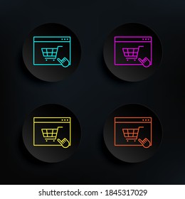 Paga por clic el icono del conjunto de colores de la placa oscura. Línea delgada simple, vector de contorno de iconos web para ui y ux, sitio web o aplicación móvil
