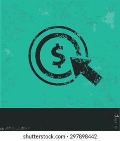 Pay per click design on green background,grunge vector