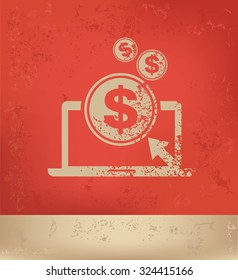 Pay per click design on red background, grunge vector