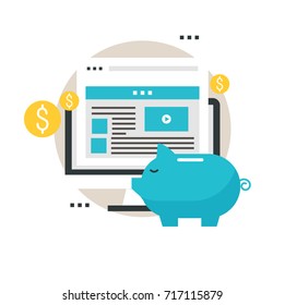 Pay per click, digital ads, online advertisement, advertising optimization, internet marketing  flat vector illustration design for mobile and web graphics 