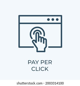 Pay per click editable stroke thin vector line icon. Search engine optimization outline vector icon. Vector graphics