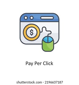 Pay Per Click  Filled Outline Vector Icon Design illustration on White background. EPS 10 File