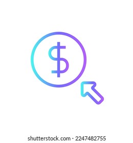 Pay Per Click Fintech startup icons with blue gradient outline style