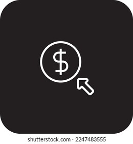 Pay Per Click Fintech startup icons with black filled line style