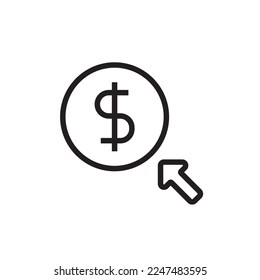 Pay Per Click Fintech startup icon with black outline style