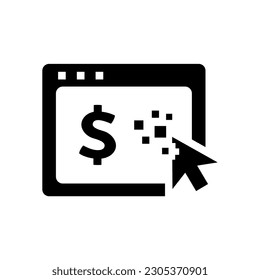 Icono negro plano de pago por clic Aislado en la ilustración del vector de fondo blanco | Iconos de Seo