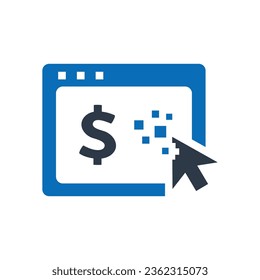 Pay Per Click Flat Blue Icon Isolate On White Background Vector Illustration | Seo Icons