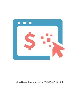 Pay Per Click Flat Colorful Icon Isolate On White Background Vector Illustration | Seo Icons