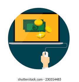Pay Per Click Flat Concept for Web Marketing. Vector Illustration