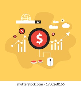 concepto de diseño plano de pago por clic 