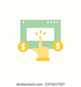 pay per click flat icon, isolated icon in light background, perfect for website, blog, logo, graphic design, social media, UI, mobile app