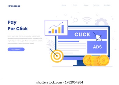 Pay per click flat illustration concept for site. Illustration for websites, landing pages, mobile applications, posters and banners.