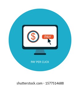 Pay Per Click flat style vector banner. Internet advertising, online marketing concept