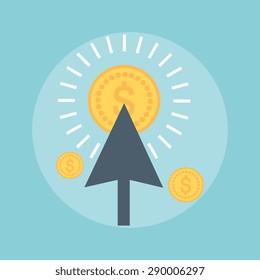 Pay Per Click flat style, colorful, vector icon for info graphics, websites, mobile and print media.