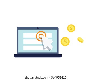 Pay Per Click flat style vector icon. Internet advertising, online marketing concept. Modern illustration for web design, marketing and print material.