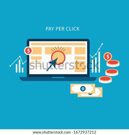 Pay Per Click flat style vector banner. Internet advertising, online marketing concept.
