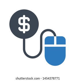pay per click glyph colour vector icon
