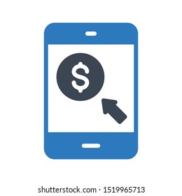 pay per click glyph colour line vector icon