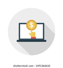 pay per click glyph flat vector icon