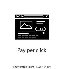 Pay per click glyph icon. Online shopping and payment. Internet shop page. E-payment. Digital purchase. Online shopping website template. Silhouette symbol. Vector isolated illustration