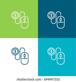 Pay per click green and blue material color minimal icon or logo design