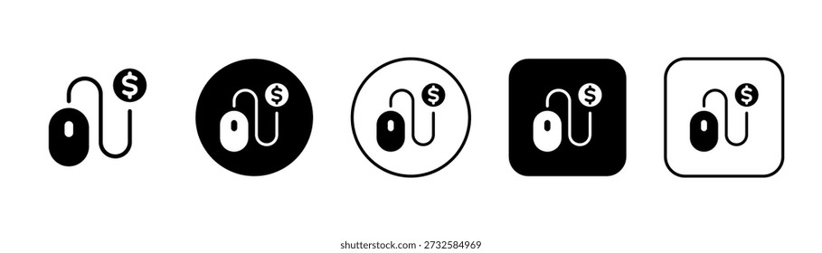 Icono de pago por Hacer clic con fondo blanco y negro