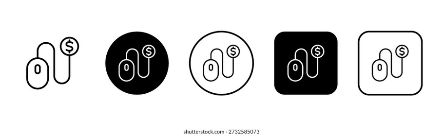Icono de pago por Hacer clic con fondo blanco y negro