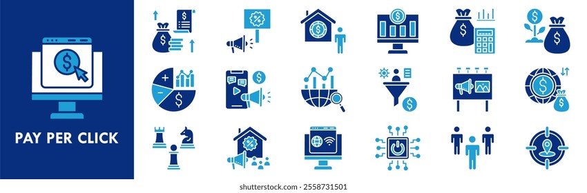 Pay Per Click icon collection set. Containing design internet, click, web, online, pay, website